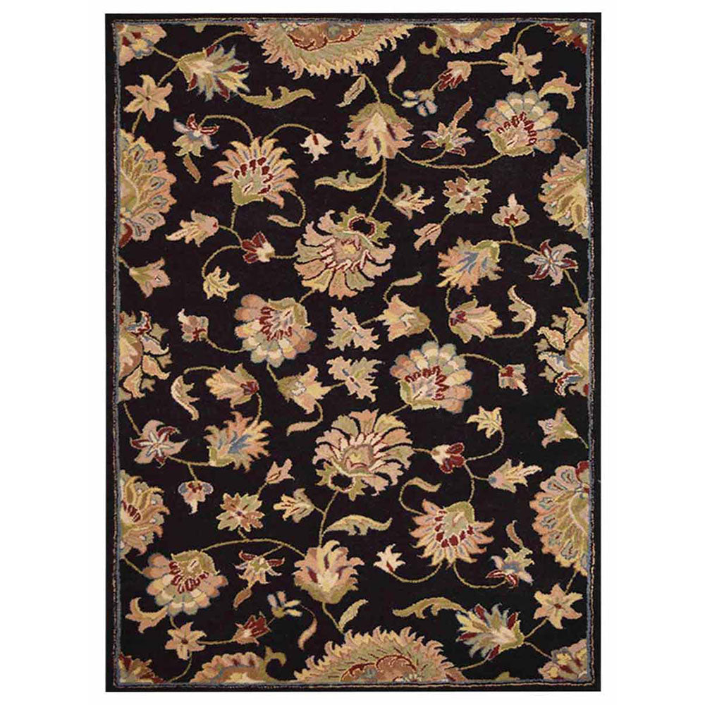 Hand Tufted Wool Area Rug Oriental Black K00653