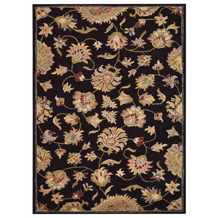 Hand Tufted Wool Area Rug Oriental Black K00653