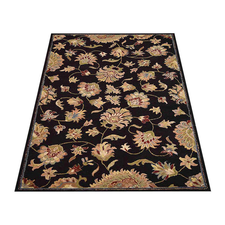 Hand Tufted Wool Area Rug Oriental Black K00653