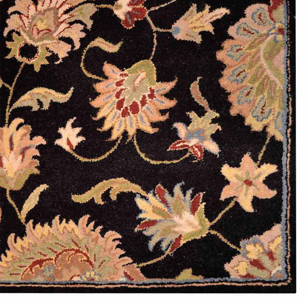 Hand Tufted Wool Area Rug Oriental Black K00653