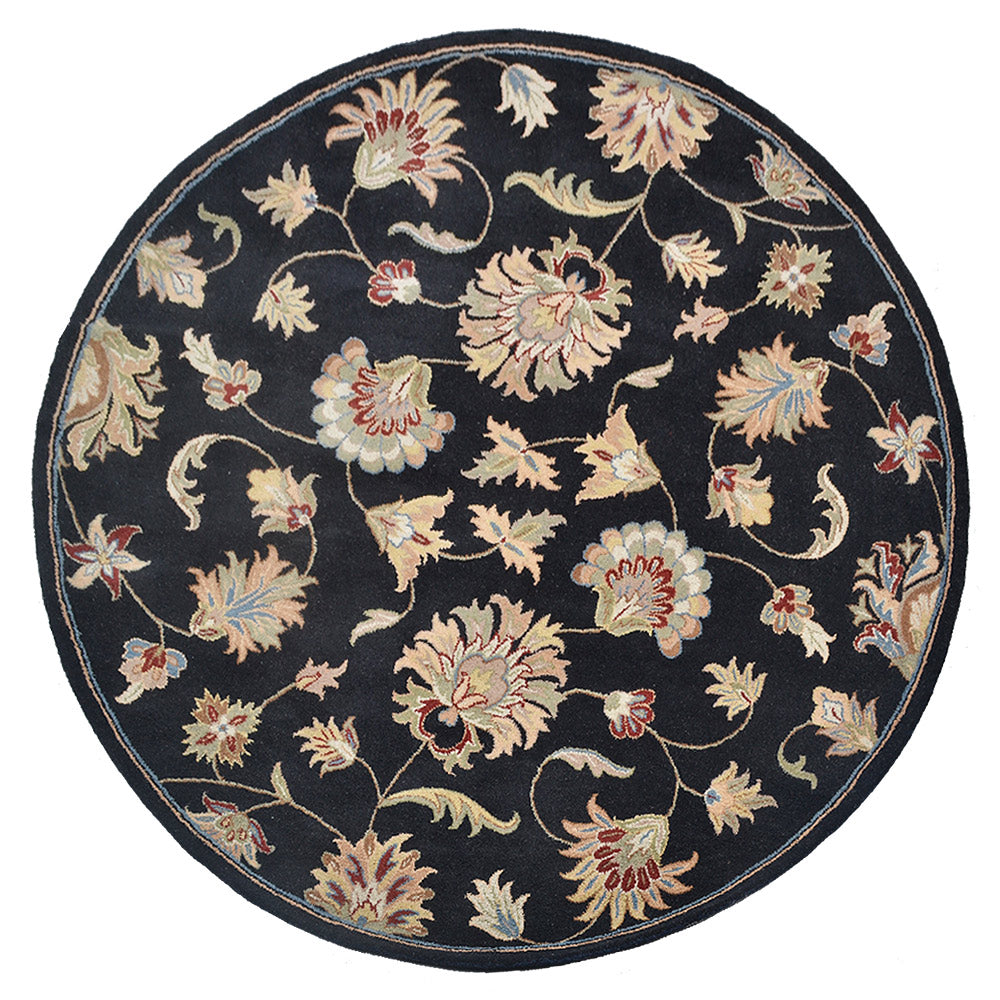 Hand Tufted Wool Area Rug Oriental Black K00653