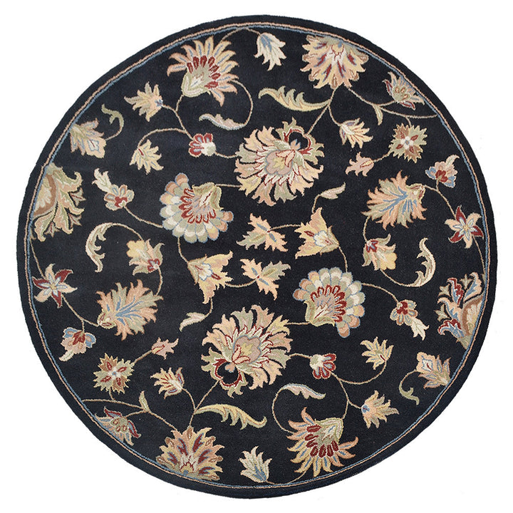 Hand Tufted Wool Area Rug Oriental Black K00653
