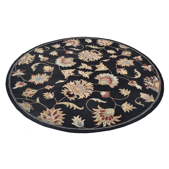 Hand Tufted Wool Area Rug Oriental Black K00653