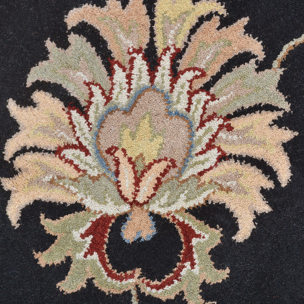 Hand Tufted Wool Area Rug Oriental Black K00653