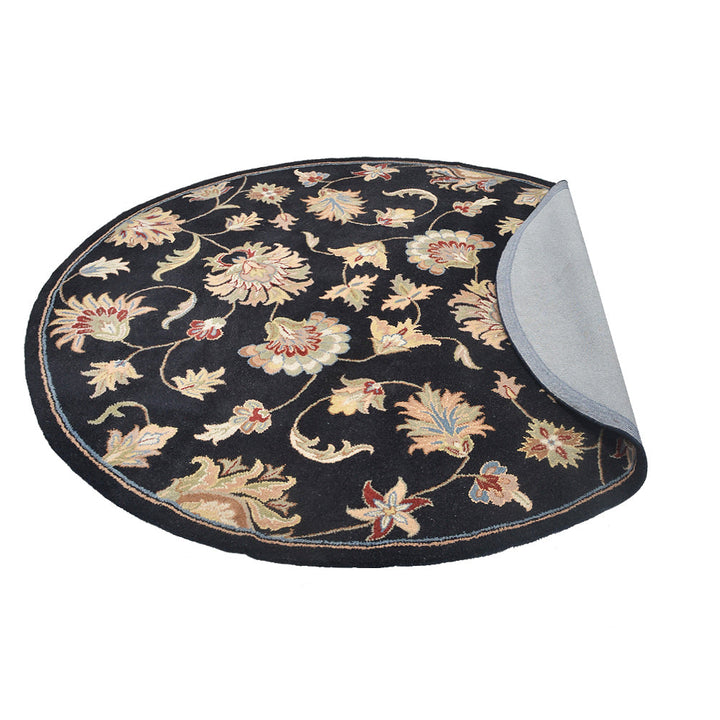 Hand Tufted Wool Area Rug Oriental Black K00653