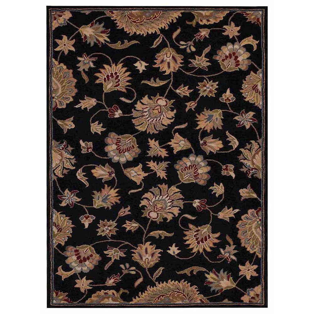 Hand Tufted Wool Area Rug Oriental Black K00653