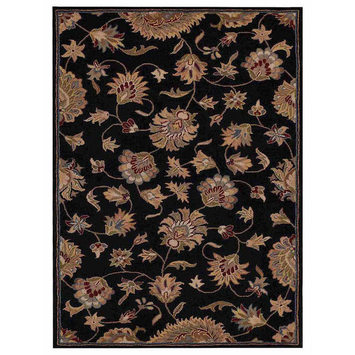 Hand Tufted Wool Area Rug Oriental Black K00653