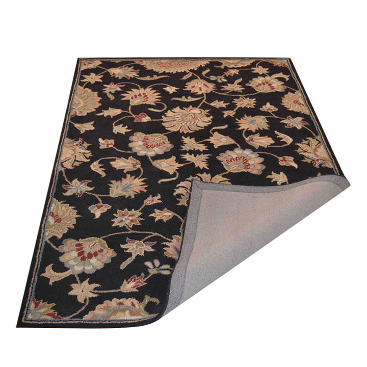 Hand Tufted Wool Area Rug Oriental Black K00653