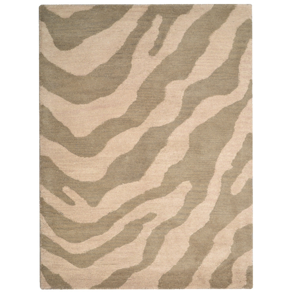 Hand Tufted Wool Area Rug Abstract Beige Brown K00654
