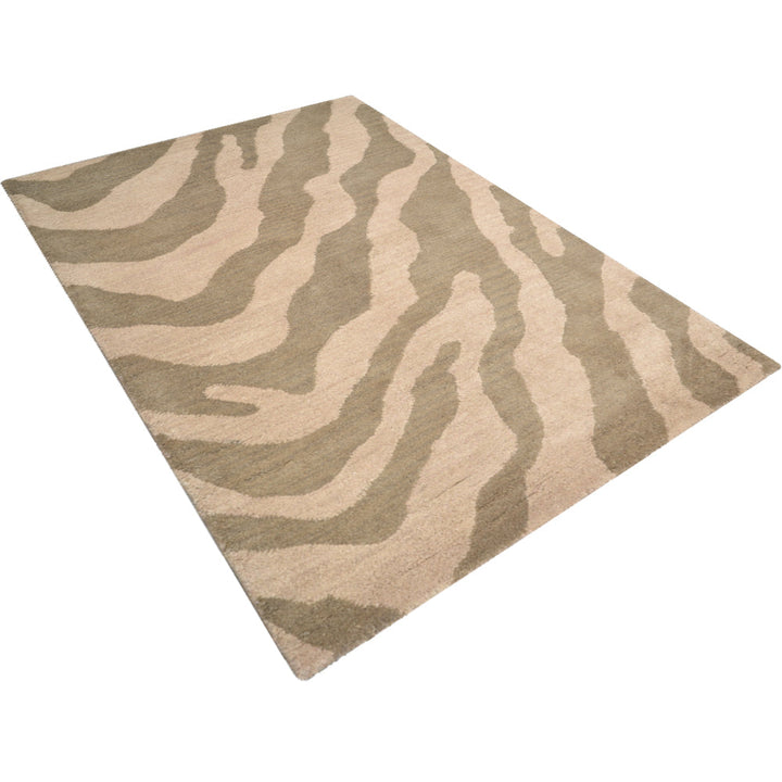 Hand Tufted Wool Area Rug Abstract Beige Brown K00654