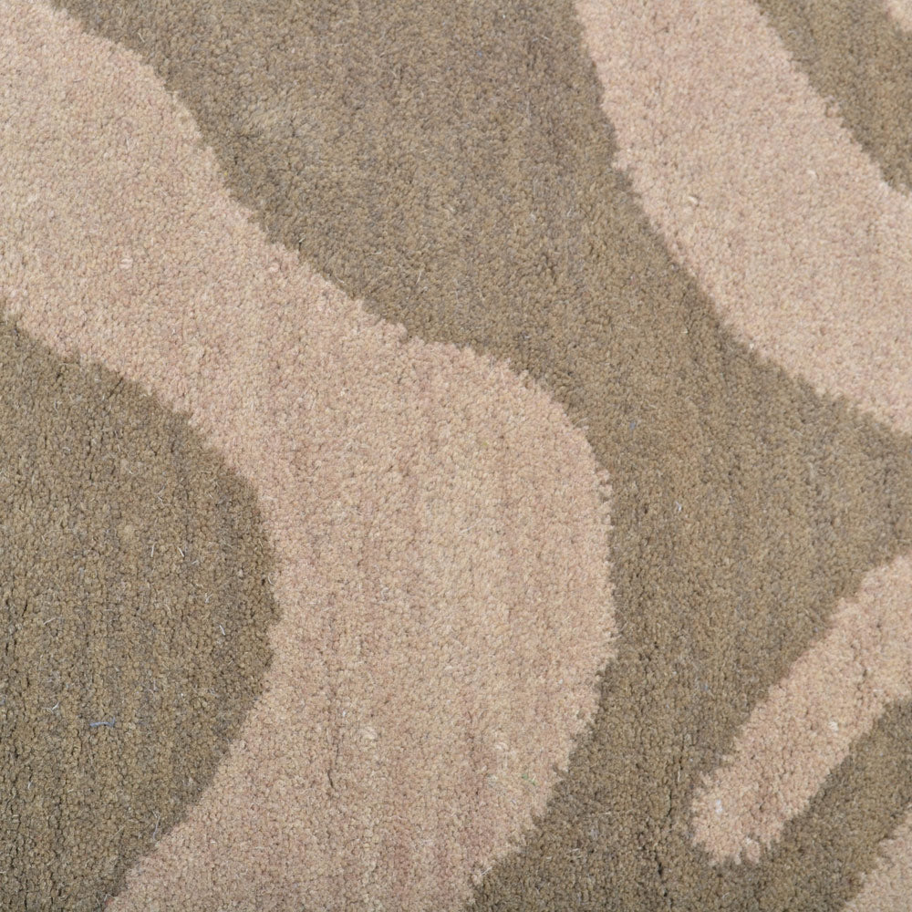 Hand Tufted Wool Area Rug Abstract Beige Brown K00654