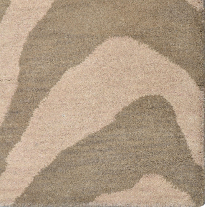 Hand Tufted Wool Area Rug Abstract Beige Brown K00654