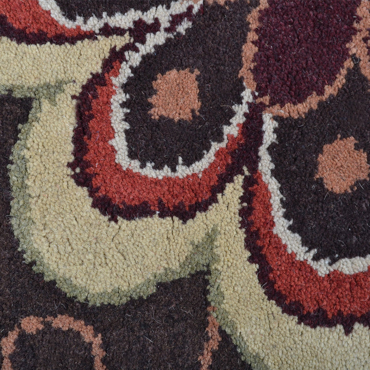 Hand Tufted Wool Area Rug Floral Brown K00656