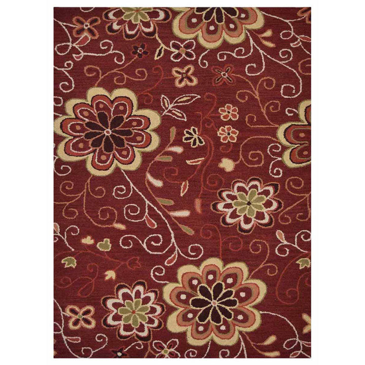 Hand Tufted Wool Area Rug Floral Brown K00656