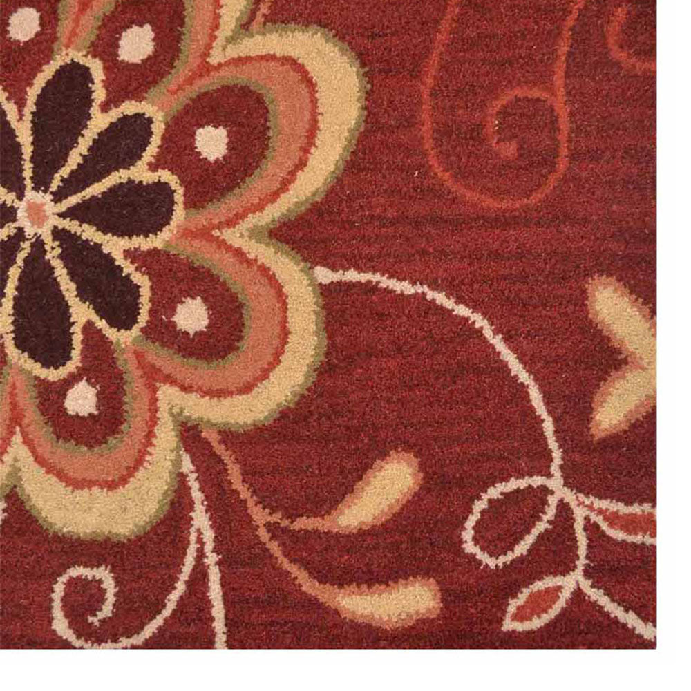 Hand Tufted Wool Area Rug Floral Brown K00656
