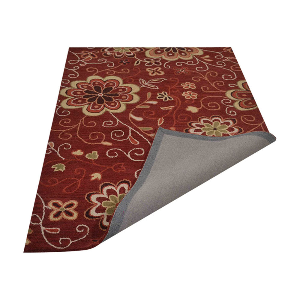 Hand Tufted Wool Area Rug Floral Brown K00656