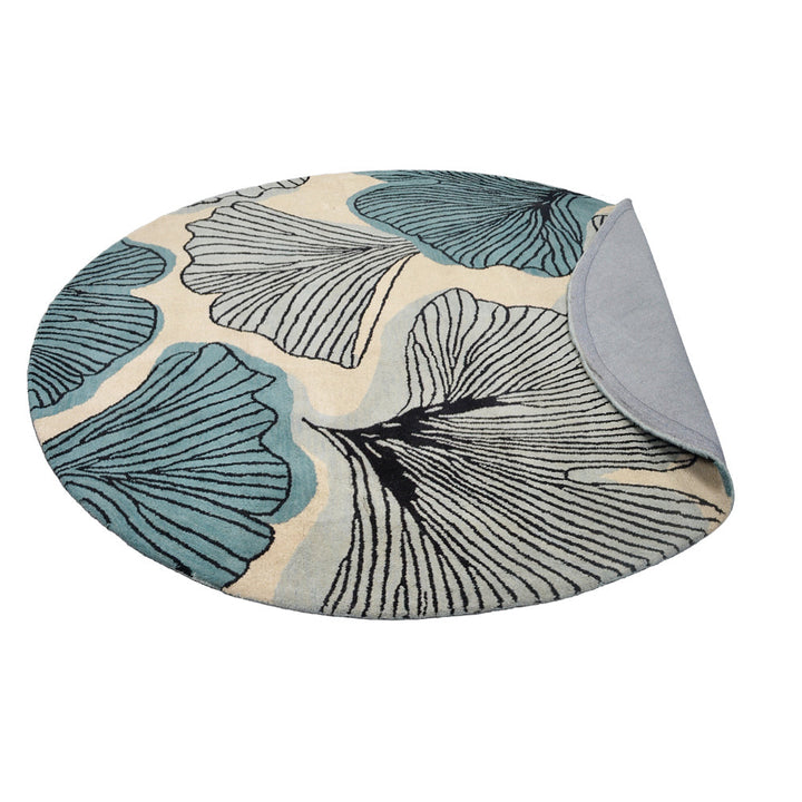 Hand Tufted Wool Area Rug Floral Cream Blue K00662