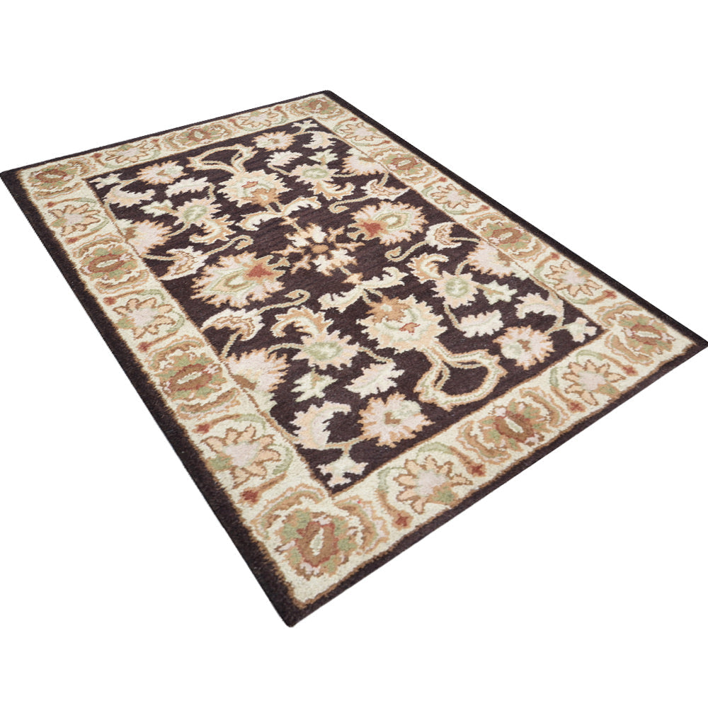 Hand Tufted Brown Beige Wool Oriental Rug