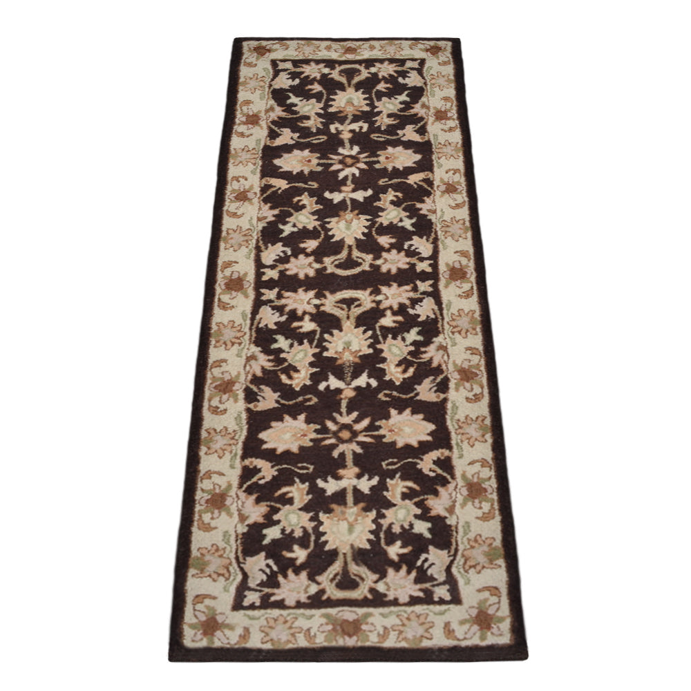 Hand Tufted Brown Beige Wool Oriental Rug