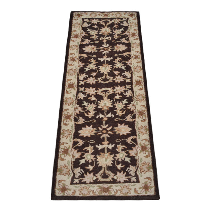 Hand Tufted Brown Beige Wool Oriental Rug