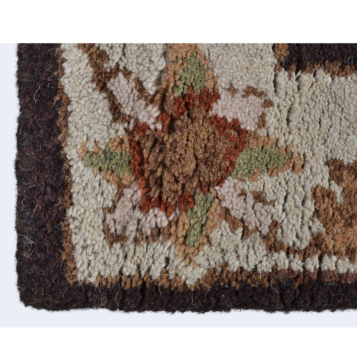 Hand Tufted Brown Beige Wool Oriental Rug