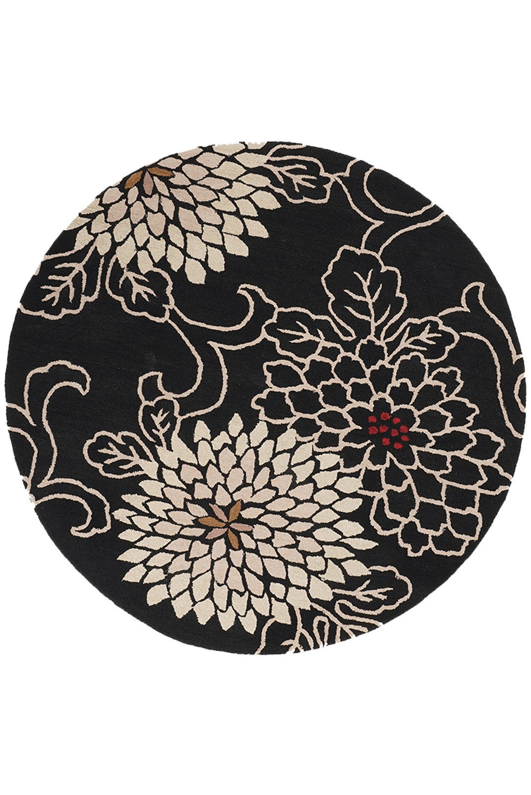 Hand Tufted Black Wool Floral Rug
