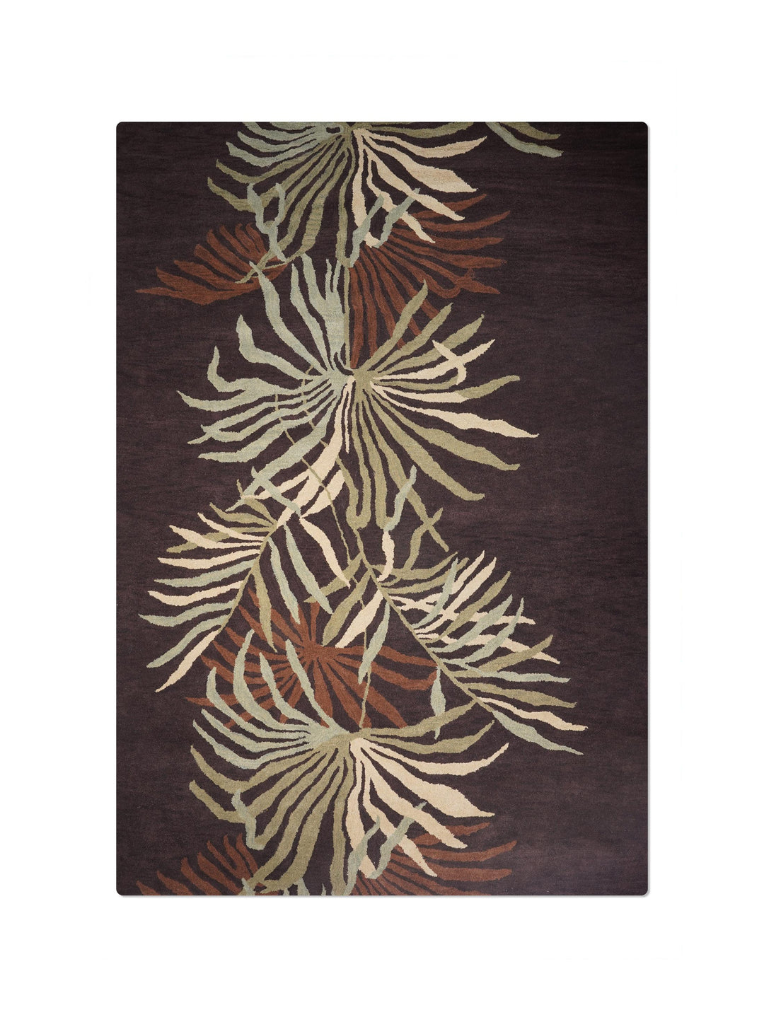 Hand Tufted Wool Area Rug Floral Brown K00666