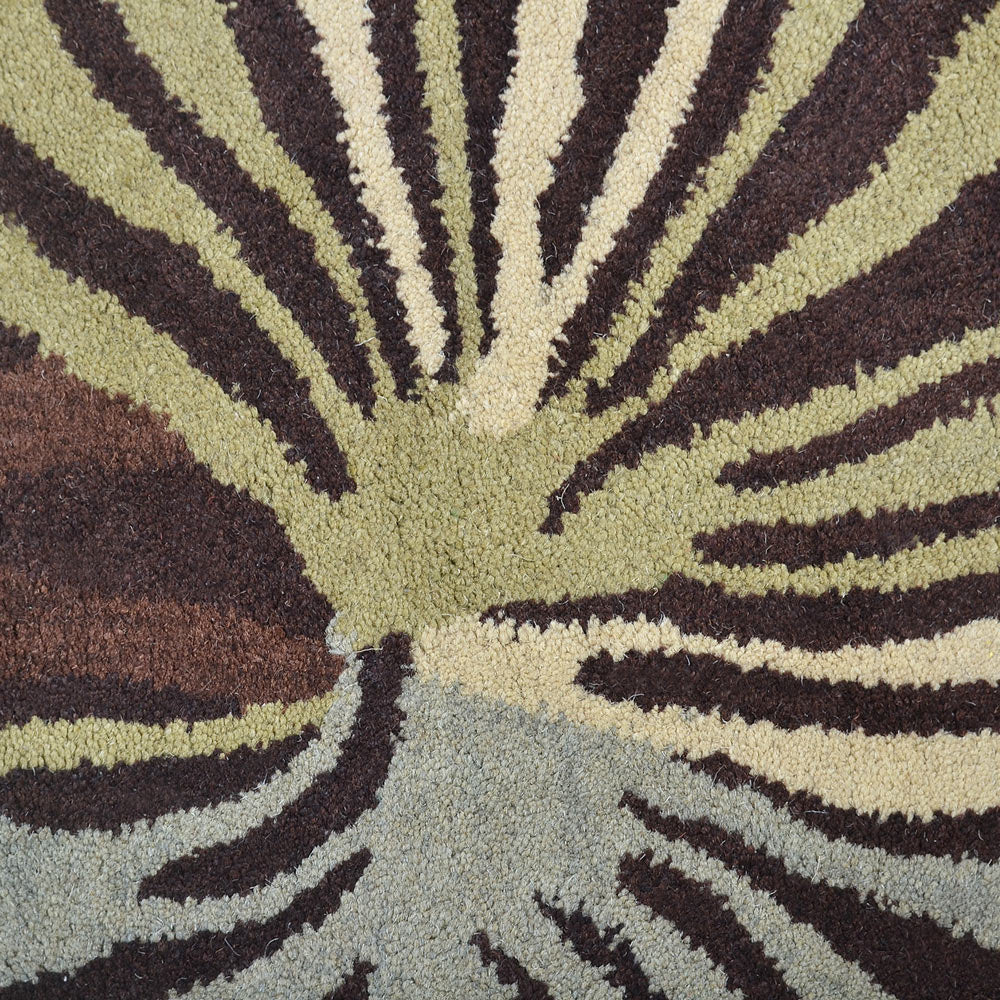 Hand Tufted Wool Area Rug Floral Brown K00666