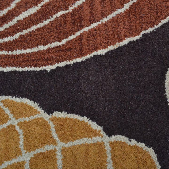Hand Tufted Wool Area Rug Contemporary Brown K00668