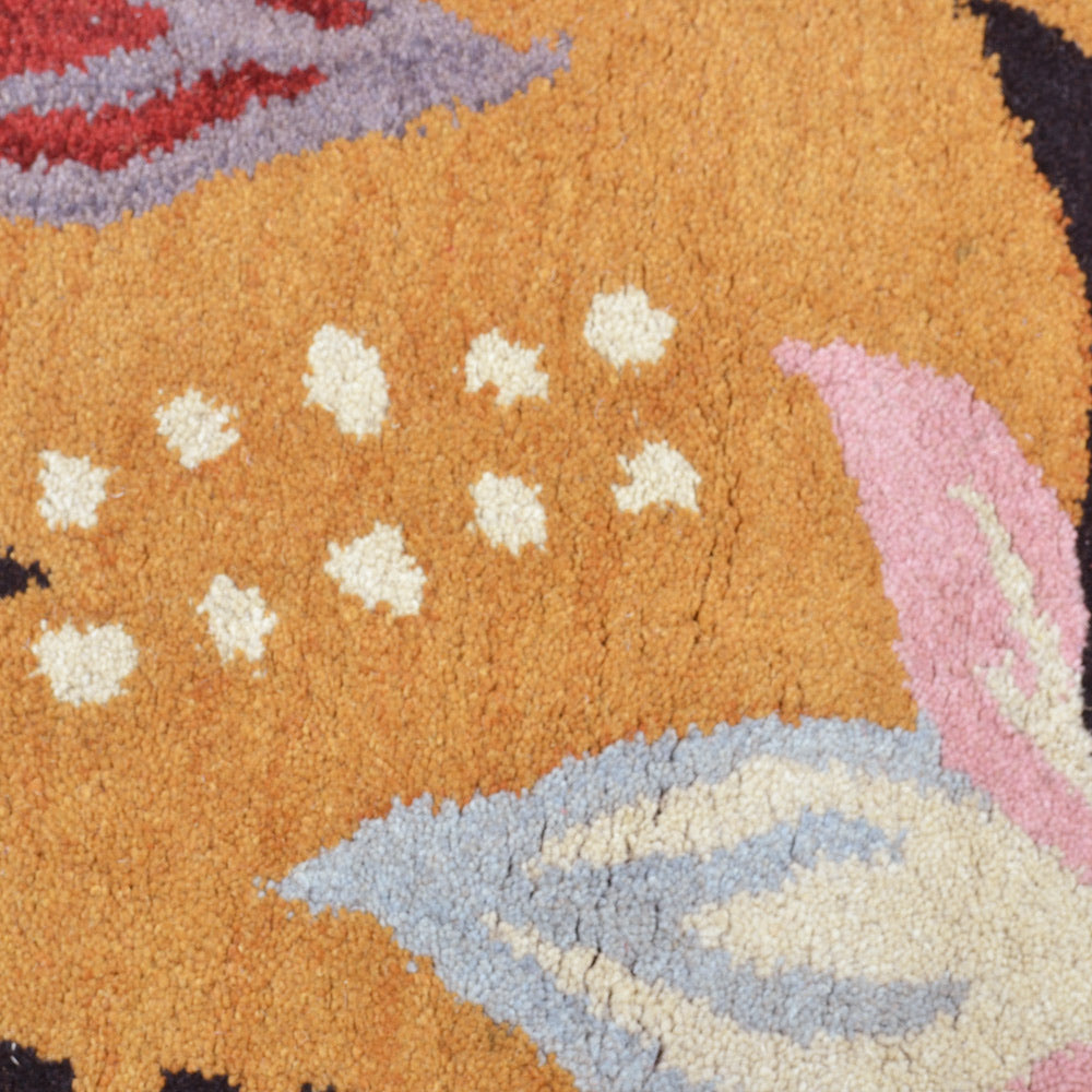 Hand Tufted Wool Area Rug Floral Gold K00669