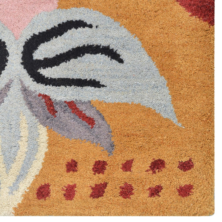 Hand Tufted Wool Area Rug Floral Gold K00669