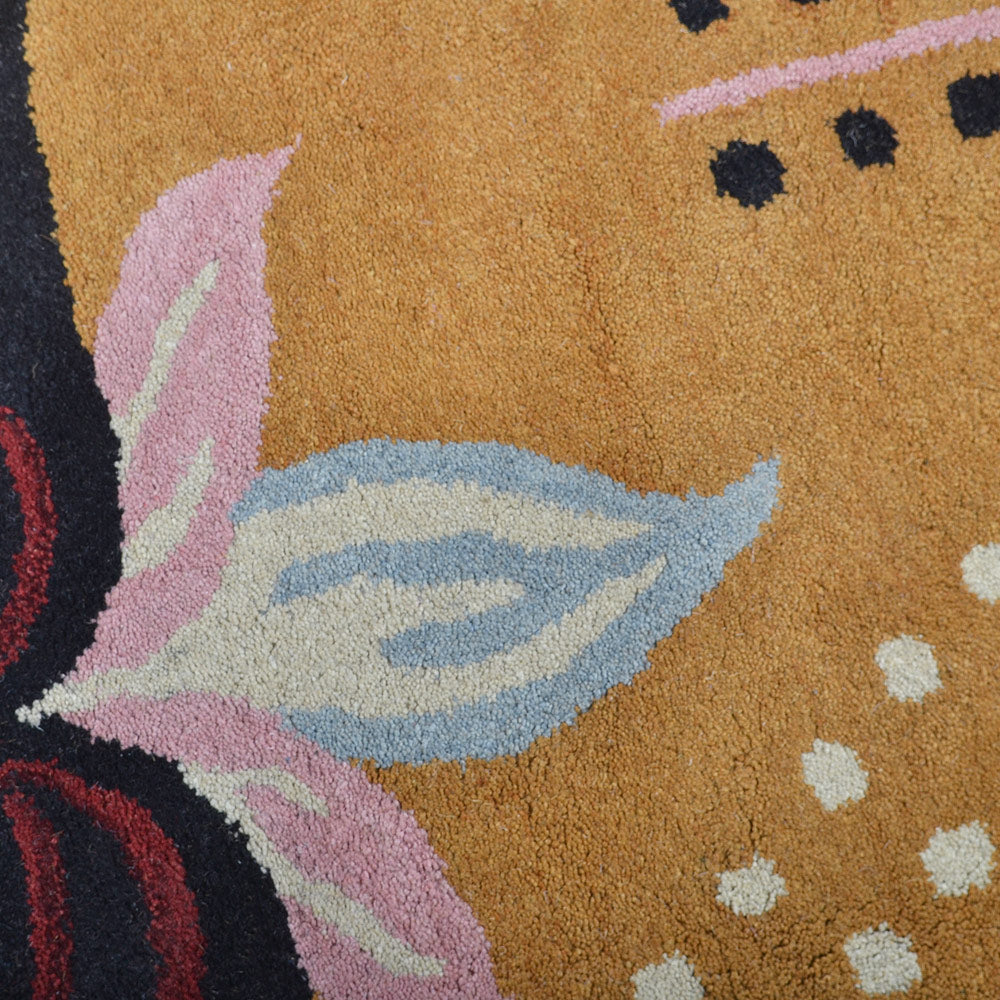 Hand Tufted Wool Area Rug Floral Gold K00669