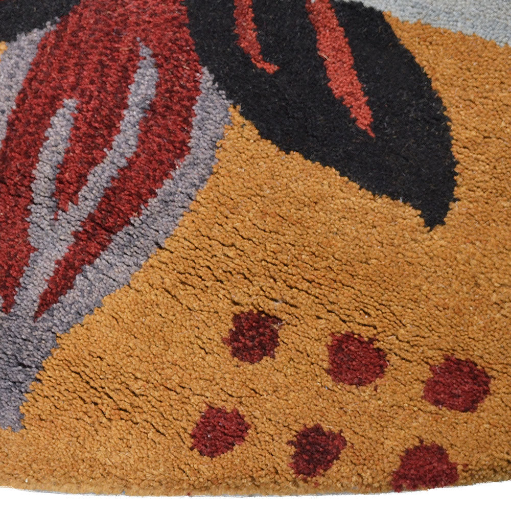 Hand Tufted Wool Area Rug Floral Gold K00669