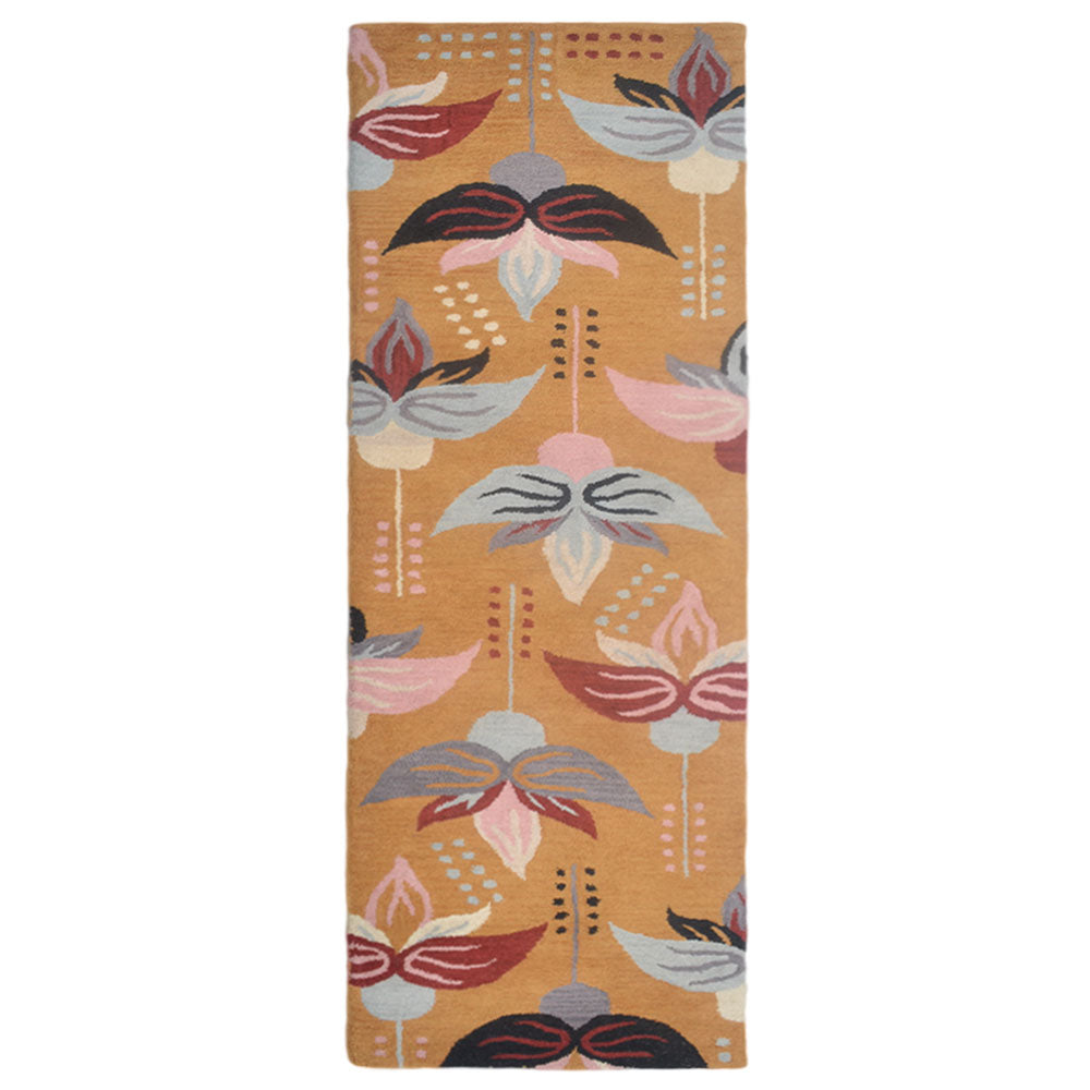 Hand Tufted Wool Area Rug Floral Gold K00669