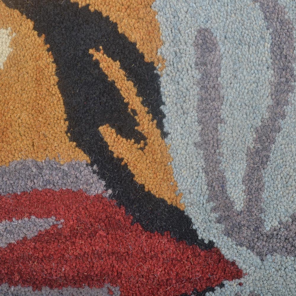 Hand Tufted Wool Area Rug Floral Gold K00669