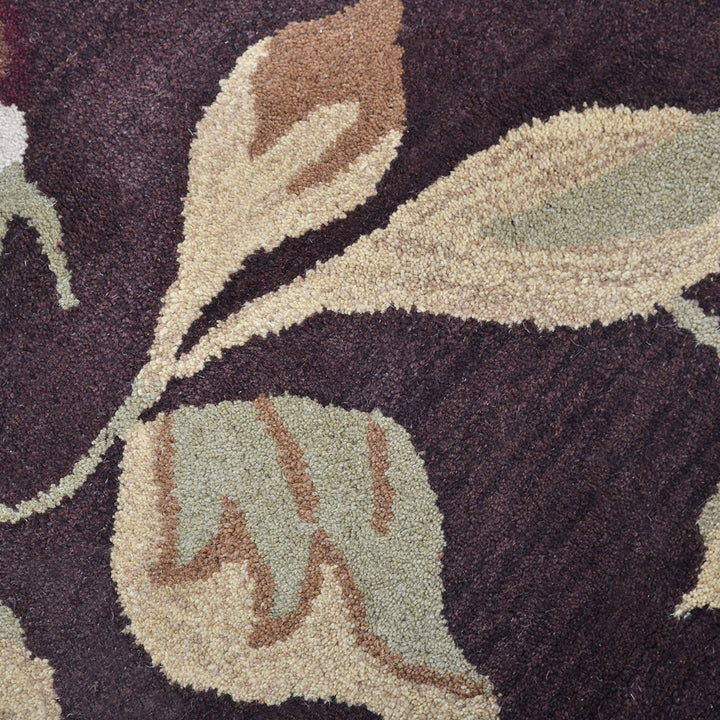 Hand Tufted Wool Area Rug Floral Brown K00670