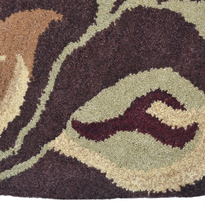 Hand Tufted Wool Area Rug Floral Brown K00670