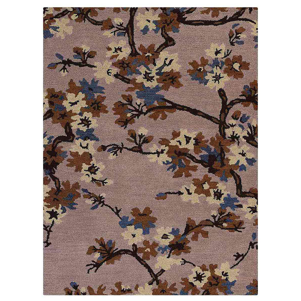 Hand Tufted Wool Area Rug Floral Beige K00671