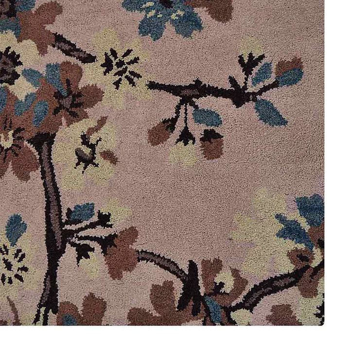 Hand Tufted Wool Area Rug Floral Beige K00671