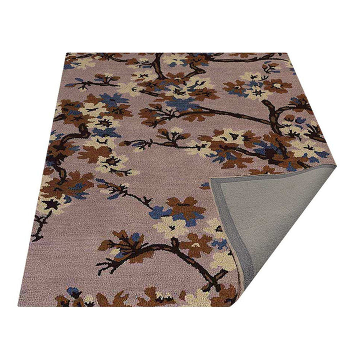 Hand Tufted Wool Area Rug Floral Beige K00671