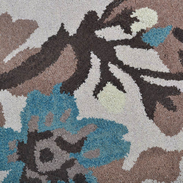 Hand Tufted Wool Area Rug Floral Beige K00671
