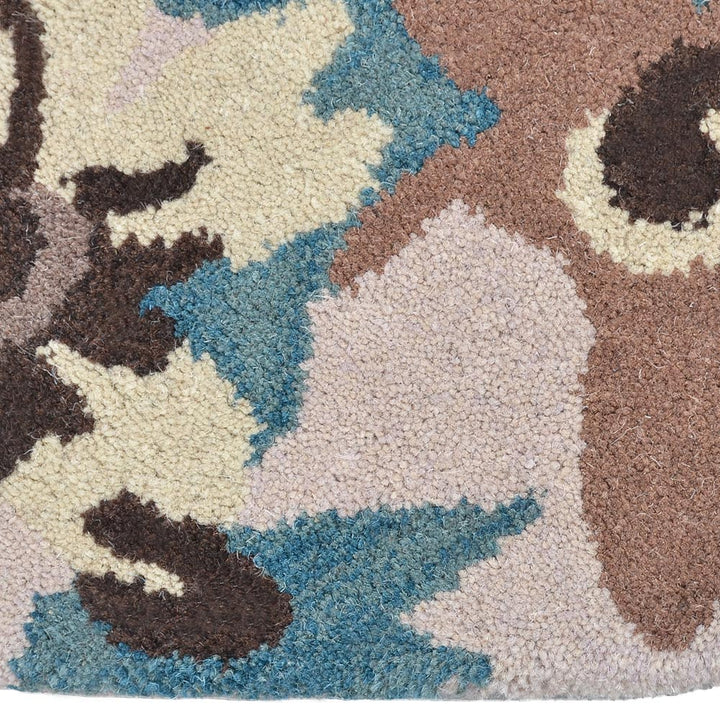 Hand Tufted Wool Area Rug Floral Beige K00671