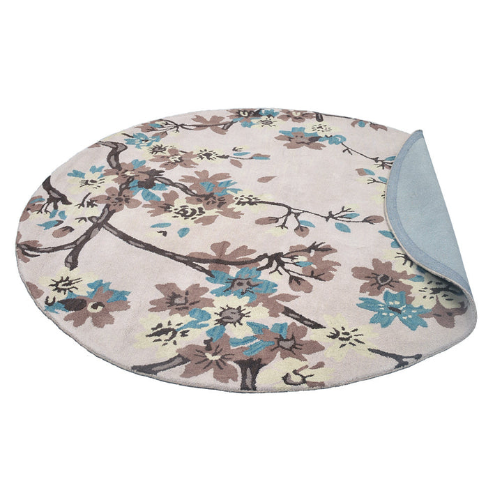 Hand Tufted Wool Area Rug Floral Beige K00671