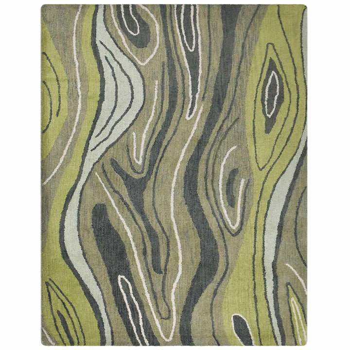 Hand Tufted Green Wool Abstract Rug