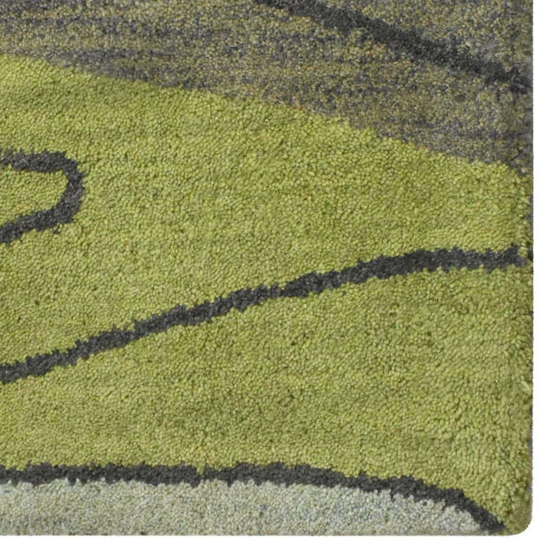 Hand Tufted Green Wool Abstract Rug