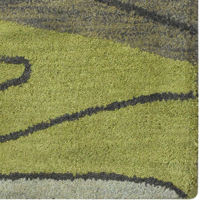 Hand Tufted Green Wool Abstract Rug