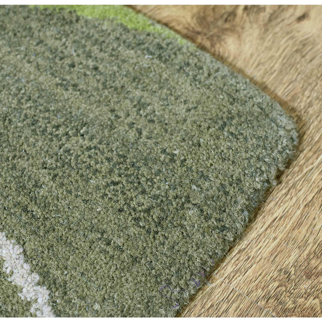 Hand Tufted Green Wool Abstract Rug