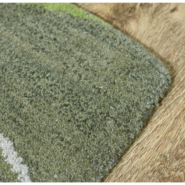 Hand Tufted Green Wool Abstract Rug