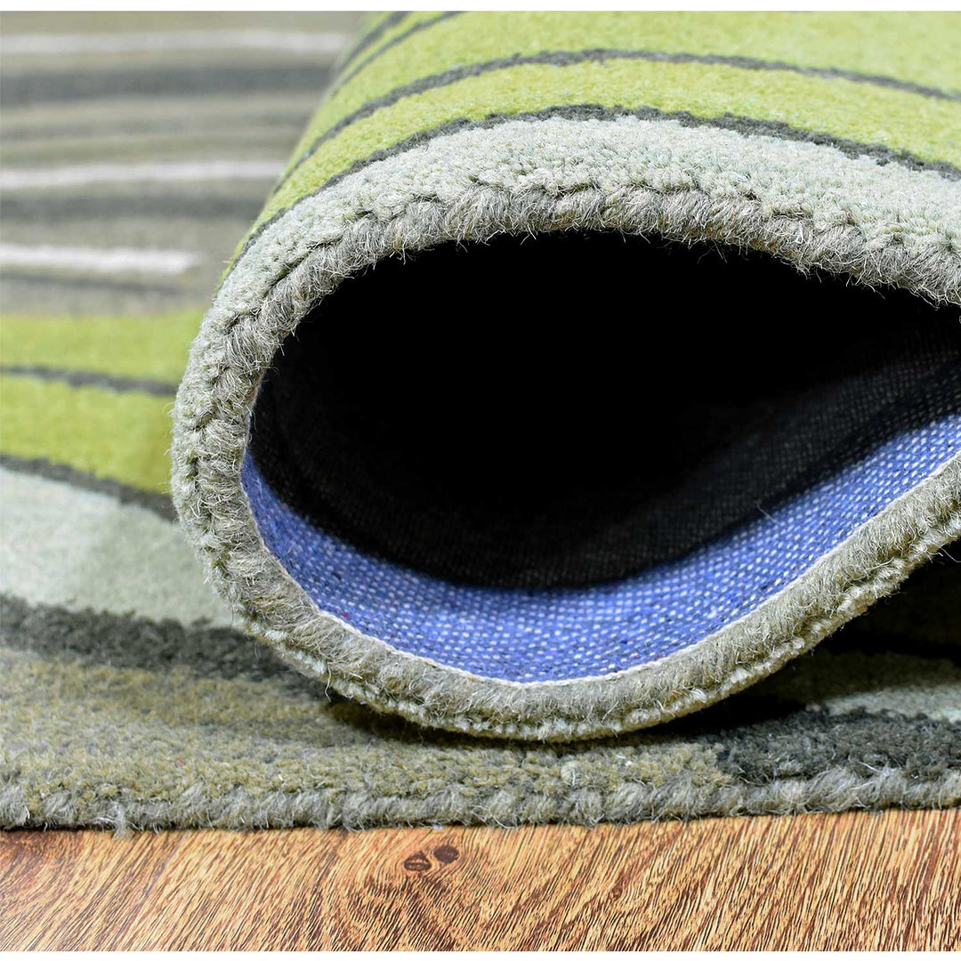 Hand Tufted Green Wool Abstract Rug