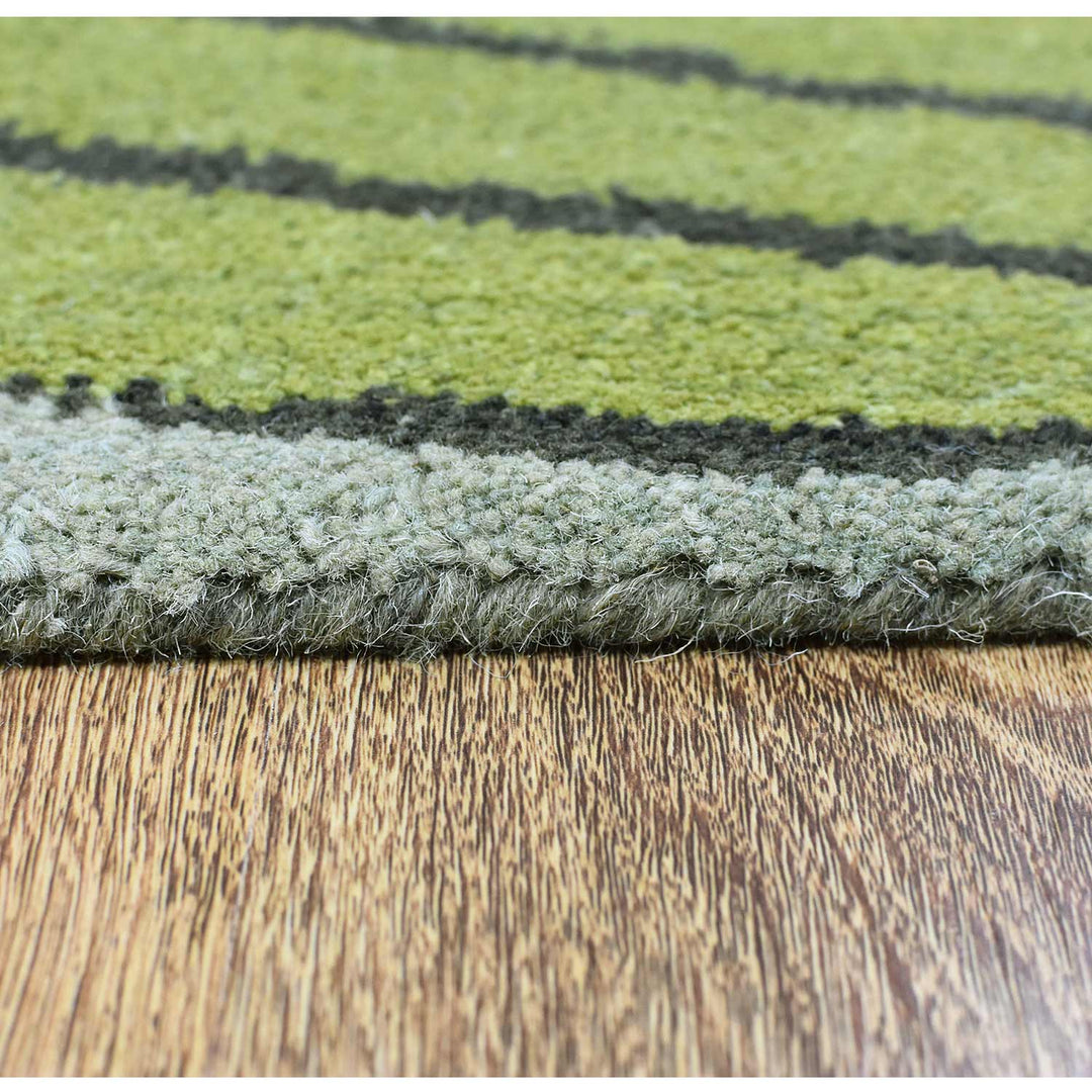 Hand Tufted Green Wool Abstract Rug